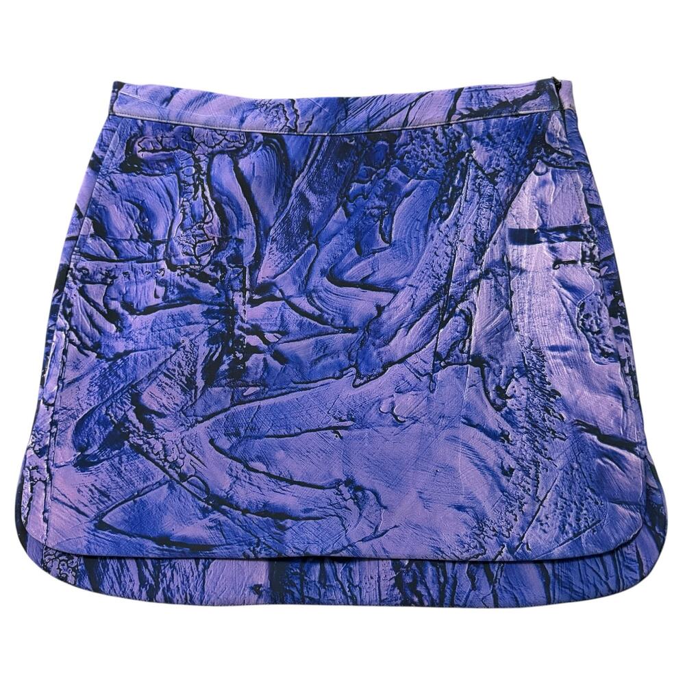 Cocurata Abstraction Mini Skirt Scuba Fabric Matt Jones Art to Wear Purple Small